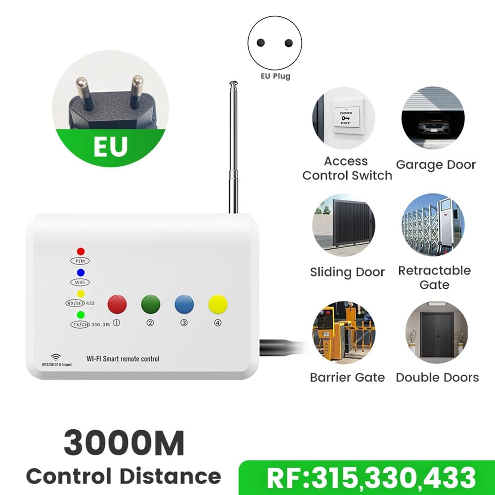 Contrôleur de Porte Intelligent WiFi Graffiti pour Portail de Garage Coulissant Double, Barrière Télescopique, Prise UE