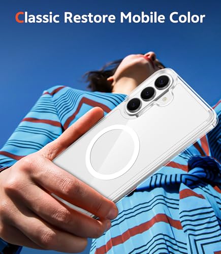 Image of FNTCASE for Samsung Galaxy S26 Case: Clear Anti Yellowing Magnetic Military Grade Drop Protection Cell Phone Cover Compatible with Magsafe - Rugged Shockproof Protective Bumper Transparent Phonecase