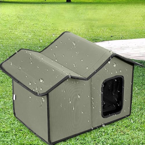 Grande cuccia isolata per gatti selvatici, rifugio per gatti selvatici all'aperto impermeabile, cuccia isolata per esterni, cuccia per animali domestici con porta trasparente, capanna lavabile per