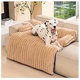 Avont Dog Bed for Couch, Fluffy Pet Mat for Sofa Furniture Protector for Small Medium Large Dogs Cats with Removable Washable Cover -Brown(L)