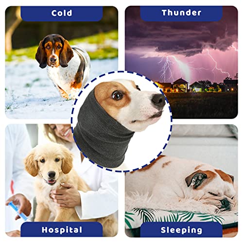 Ohrenschützer für Hunde, beruhigend für Haustiere, bequeme und Angstabdeckung, geräuschreduzierend, waschbar (S, Blau, Grau)