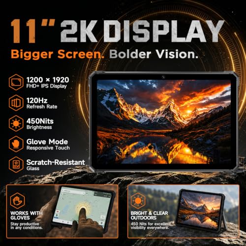 Image of T5 Pro 5G Rugged Tablet Android 16, 11 inch 20080mAh Waterproof Tablet | 32GB+256GB /2TB TF, 120Hz FHD+ Display, 64MP+16MP+20MP Night Vision, Gemini AI, 33W Fast Charging, IP68 /IP69K, FaceID /OTG /GPS