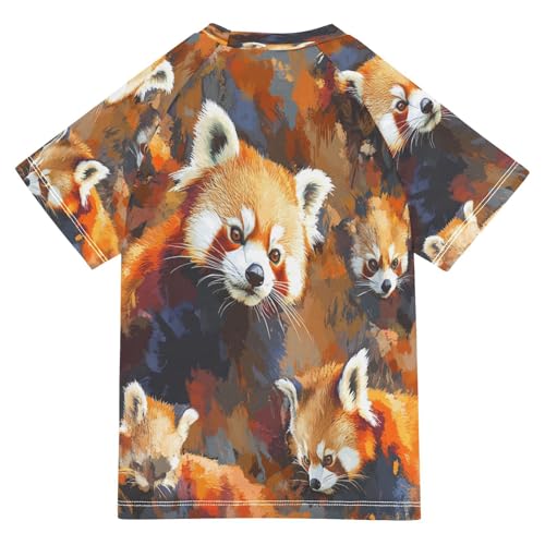 Boys Short Sleeve T-Shirts Bears Panda Orange Rashguard Kids Swim Shirts Sun UPF 50+2