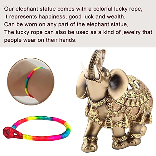 Chenjieus Golden Polyresin Elephant Statue Sculpture Trunk Wealth Lucky Collectible Figurine Gift Home Decor Feng Shui Ornament Elephant Decor Statue #TOP1