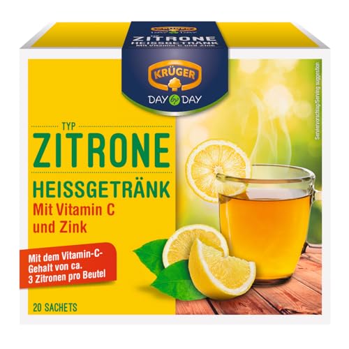 KRÜGER DAY by DAY Heißgetränk Zitrone mit Vitamin C und Zink 160 g (20 Sachets)