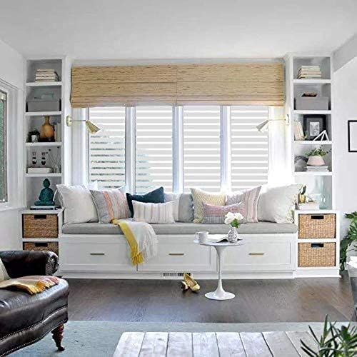 Image of SUNBIRD Window Film Privacy Colorful Window Sticker, Decorative Window Vinyl, Adhesive Home UV Blocking, Heat Insulation Static Cling for Bathroom Office (24 X 100 INCHES, Stripes Frost)