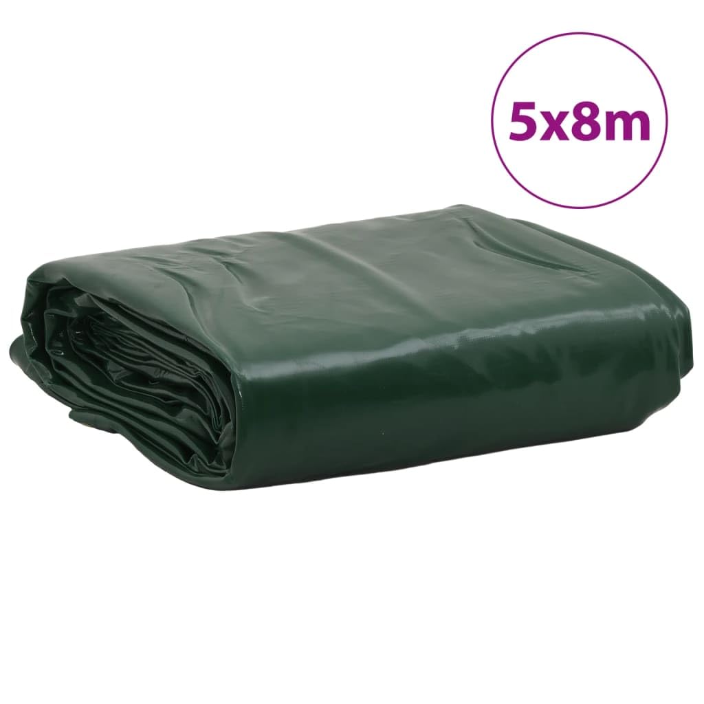 Telone verde con rivestimento in PVC, 5 x 8 m, 650 g/m², antistrappo, impermeabile, con occhielli in metallo, resistente alle intemperie, ai raggi UV, versatile, come telo protettivo per
