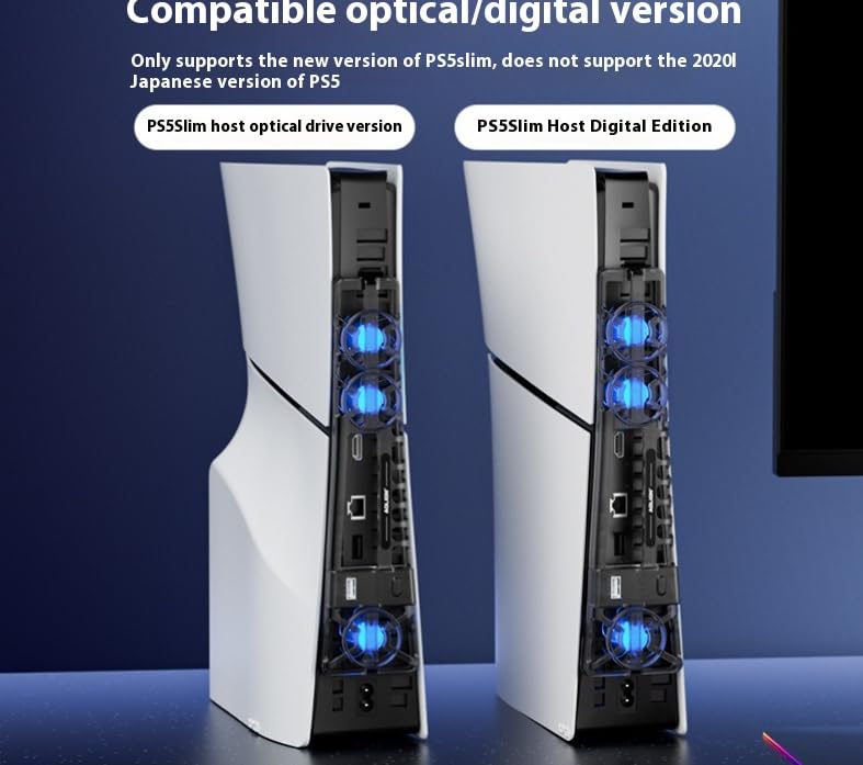 Cooling Fan for PS5 Pro/PS5 Slim/PS5 with LED Light,PlayStation 5 pro Fan Cooler System, Adjustable Speed (3 Speeds Mode),with USB Port Memory Function External Cooling Fan