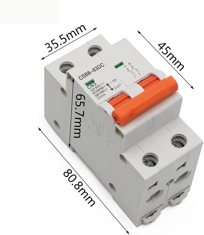 Circuit Breaker 2P DC 500V Solar Mini Circuit Breaker MCB Direct-Current Fuse PV System Solar Engery 1/3/6/10/16/20/25/32/40/50/63A Protector (Size : 40A)
