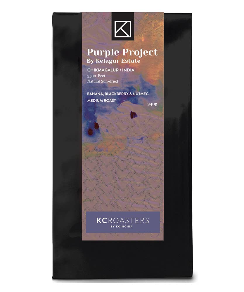 KCROASTERS Purple Project Coffee 840 gm Medium Roast Arabica Coffee Beans - Roasted & Ground For Ground For Tecnora, Packed In Biodegradable Bags