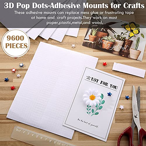Zonon 9600 Pieces Foam Dots Squares Mini 3D Pop Foam Square Mount 0.2 Inch Dual-Adhesive Foam Mount for Shaker Cards Scrapbook DIY Crafts Office Supplies, 0.07 Inch Thick