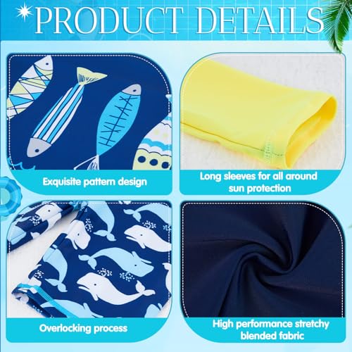 2 Set Boys Two Piece Rash Guard Swimsuits Kids Long Sleeve Sunsuit Swimwear Sets2