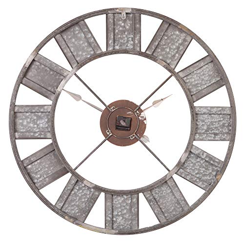 Patton Wall Decor 36" Galvanized Metal And Wood Windmill Clock #TOP2