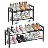 Mavivegue Expandable Shoe Rack, 2-Tier Adjustable Shoe Organizer, Shoe Shelf for Closet, Entryway, Front Door