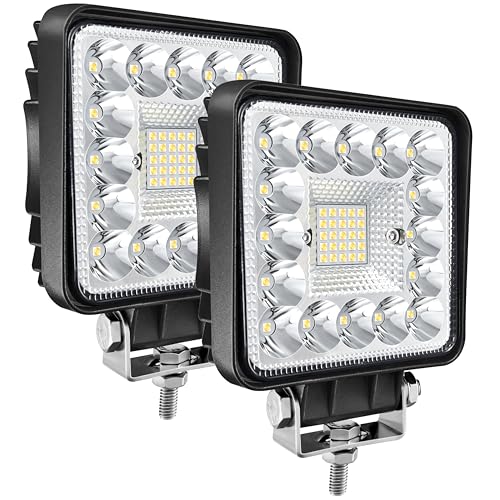 Image of LED Tractor Work Lights, 4 Inch LED Spot Lights LED Pods for Trucks Boat Trailer ATV UTV SUV RV OTR, 120W 10000lm 12V 24V Square Off Road Light Bars