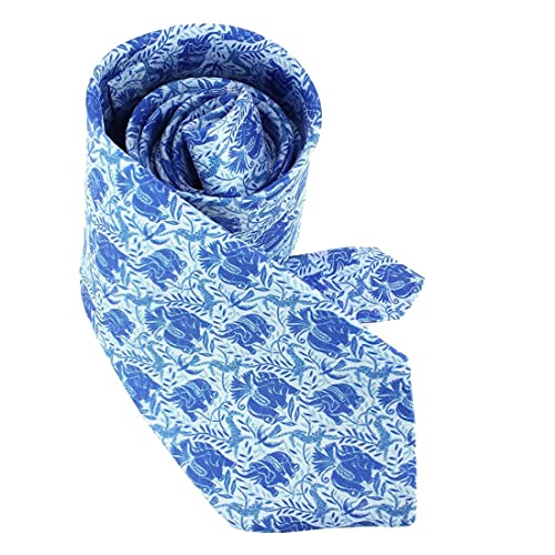 Cravate en soie lyonnaise Dufy bleue à motifs, le cadeau idéal fabriqué en France