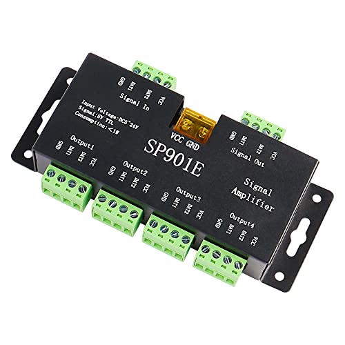 MEIRIYFA SP901E LED Pixel Strip Amplifier Controller Signal Data SPI Repeater DC 5V-24V for WS2812B WS2811 SK6812 RGB LED Strip Lights