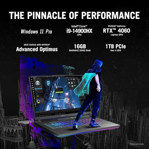 Image of ASUS ROG Strix G16 Gaming Laptop, 16 inch 240Hz Display, Office Lifetime License, Intel i9-14900HX, GeForce RTX 4060, 16 GB DDR5, 1 TB SSD, Backlit KB, Wi-Fi 6E, Windows 11 Pro, w /Accessories