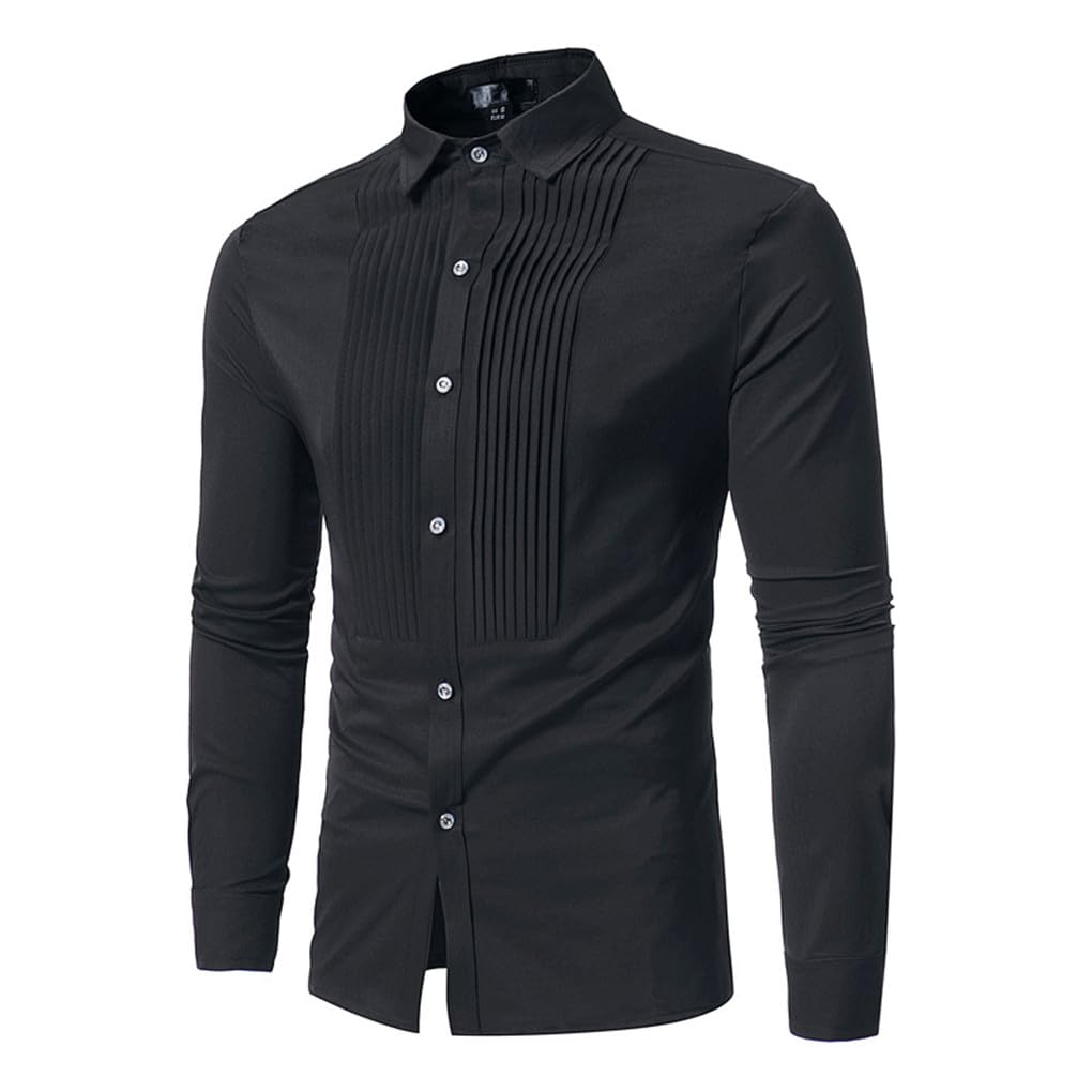 Camicie da uomo, Solido Slim maniche lunghe Blazer, Camicie da sposa smoking