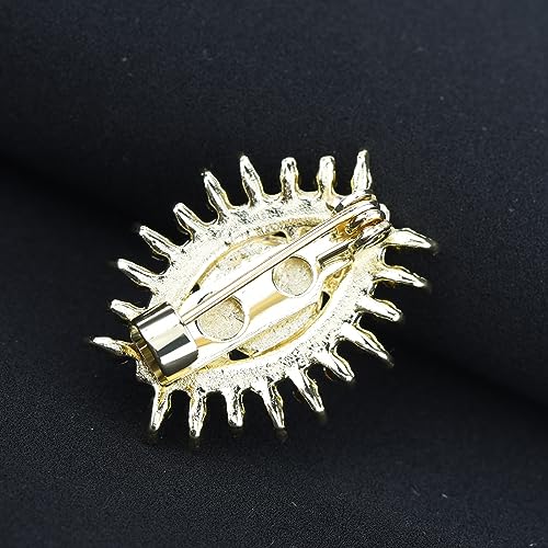 Image of Retro Evil Eye Brooch Fashion Unique Crystal Pearl Abstract Eyes Brooches Pin Badge for Women Bridal Jewelry Gift