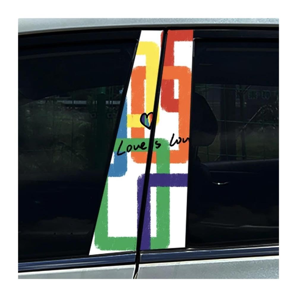 Autocollant voiture drapeau arc-en-ciel intersex LGBT pour montant B x2