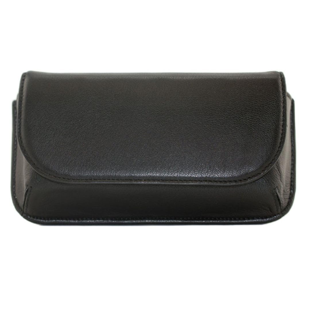 Mala Leather Unisex Black Large Structured Glasses / Sunglasses Case