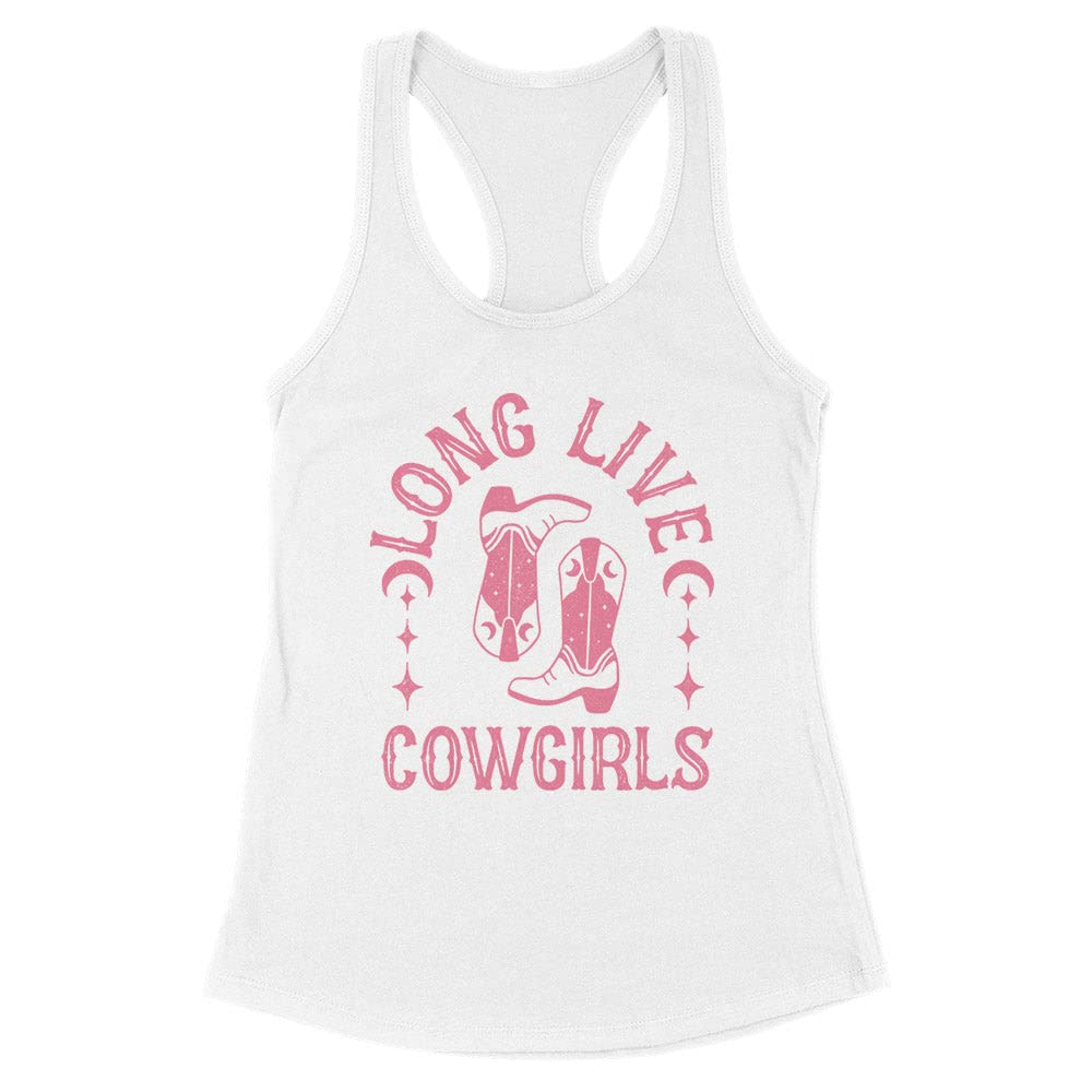 Pink Long Live Cowgirls Tank Top Fitted Racerback Women's