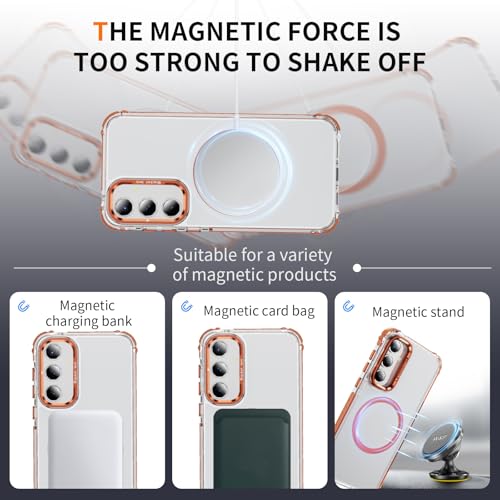 Coque Samsung A54 5G orange transparente avec support MagSafe intégrée