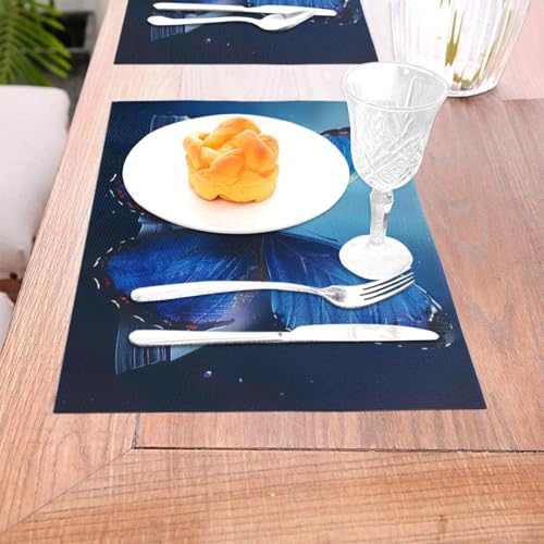 Set de table antidérapant PVC papillon bleu lavable 45x30