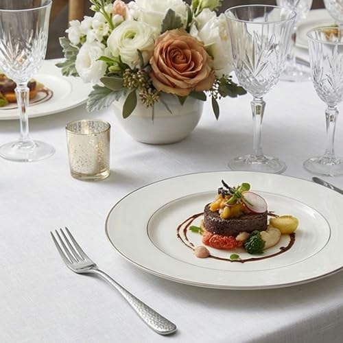 Image of Sterling Silver Hammered 4-Piece Cutlery Set | 2 Tablespoons & 2 Dinner Forks (8.1 inch) | Durable Stainless Steel Tableware for Home, Restaurants, and Gift Giving