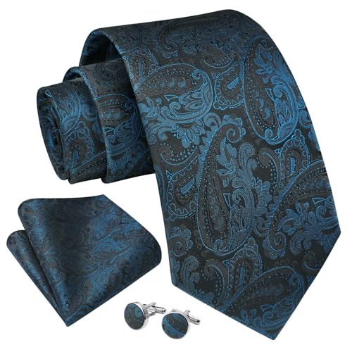 Image of Enlision Mens Ties Solid Color Satin Necktie Ties for men Handkerchief Cufflinks Pocket Squares for Wedding