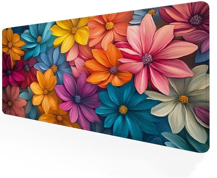 Tapis de Souris XXL 700x400mm avec Base en Caoutchouc Antidérapante Fleur G1-155