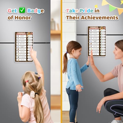 Image of 2 in 1 Upgraded Slider Gingerbread Chore Chart for Kids, Magnetic Kids Chore Chart for 2 Kids, Dry Erase Morning /Bedtime Routine Chart for Kids Toddlers Teens Adult, Visual Schedule for Kid