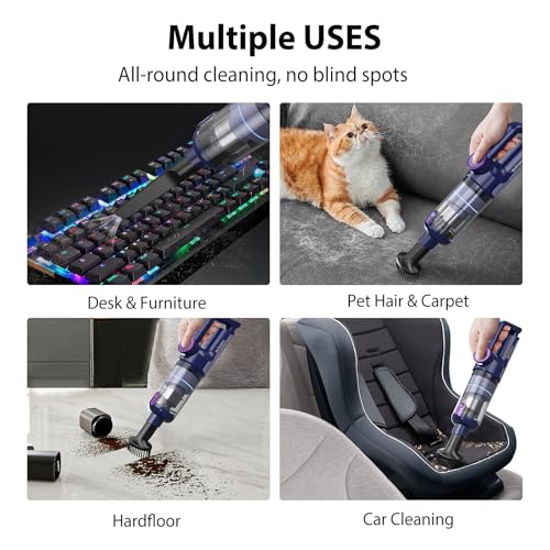 Image of 17000PA Cordless Handheld Vacuum Cleaner, 100W Brushless Motor, 2H Type-C Fast Charging, LED Screen & Light, Portable for Car, Home, Pet Hair