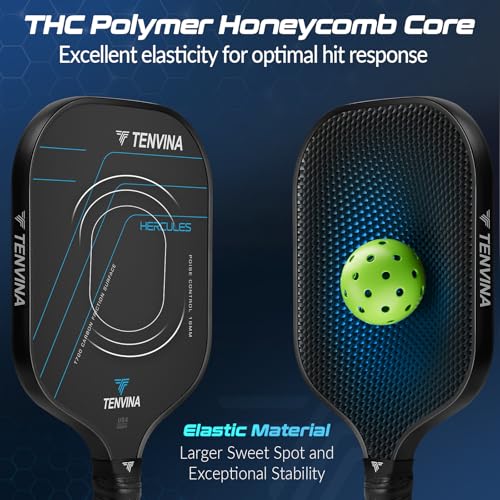 Image of TENVINA Pickleball Paddles, Multi-Layer T700SC Textured Carbon Fiber Pickleball Paddle, Pickle Ball Paddle with Strong Spin & Power Surface, 4-Types of Shapes and Thicknesses, USAPA Approved