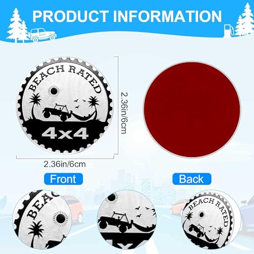 Image of Beach Badge Rated Car Emblem, 4 x 4 Metal Automotive Badge 3D Metal Car Emblems Round Emblem Decals Car Badge Decals Stickers Compatible with Jeep Wrangler Vehicles Trucks SUV Accessories(ZS072)