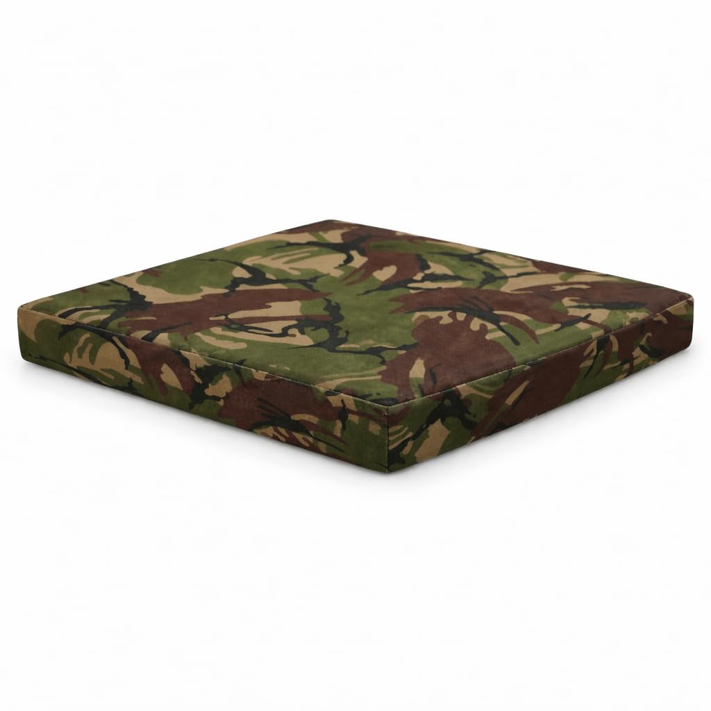 Rattan Garden Furniture Cushions – Outdoor Replacement Cushion Pads for Patio Sofa, Conservatory & Garden Seating, Water Resistant Covers (Army Camouflage, Seat Cushion 65cm x 67cm x 5cm)