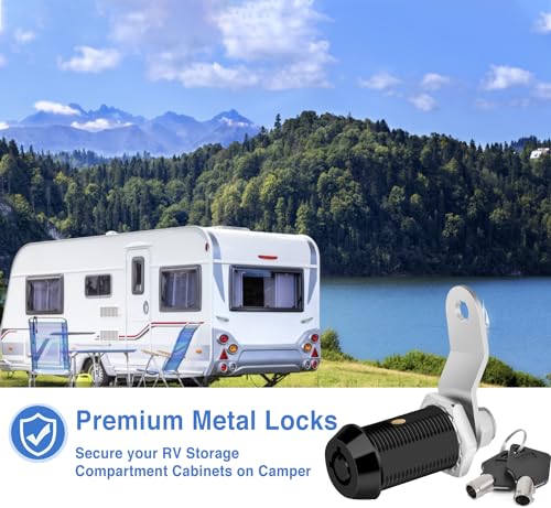 Image of Sissinda RV Storage Locks, Keyed Alike, 1-1 /8' Fits 7 /8' Max Door Thickness, Camper Trailer Cabinet Locks (Black 1-1 /8 Inch 2Pack)