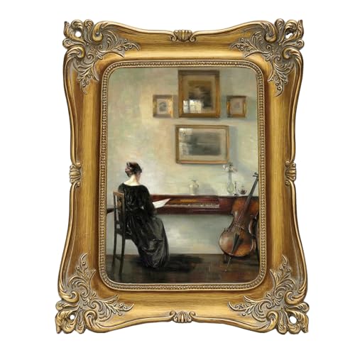 Image of SIKOO Vintage 4 x 6 Picture Frame Antique Ornate Photo Frame Tabletop and Wall Hanging with High Definition Glass Front for Home Decor, Retro Photo Gallery, Old-Fashioned Art (4 x 6, Bronze Gold)