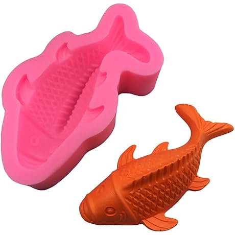 3D Koi Fish Cake Fondant Mold, Silicone Chocolate Candy Mold Cake Decorating Tool