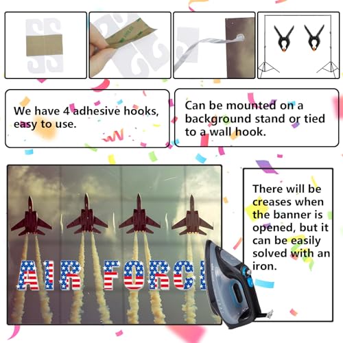 Image of B-Bn-059 US Air Force Banner Fighter Aircraft Armed Vintage Backdrop Decorations for Veterans Day American Military Veteran Retire Banner Photography Background Booth Props Decorations Supplies