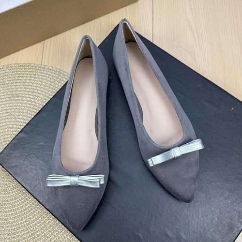 Hee grand Women's Pointed Toe Bowknot Ballet Flats Comfortable Slip-On Dressy Shoes for Work3