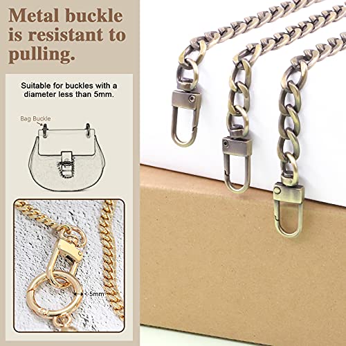 Image of 4Pcs Bronze Luxury Fashion 15.7 Inch /40cm Replacement Flat Chain Strap with Buckles Set, Flat 0.4 inch Wide Enough 2.4mm Perfect for DIY Metal Shoulder Purse Replacement(Bronze, 15.7 inch)