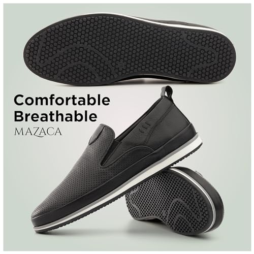 Men's Slip-On Loafers, Classic Fashion Sneakers, Flats Casual Lightweight Comfortable Breathable Mesh Perfed Leather Upper, Lining and Insole, Thermoplastic Sole4