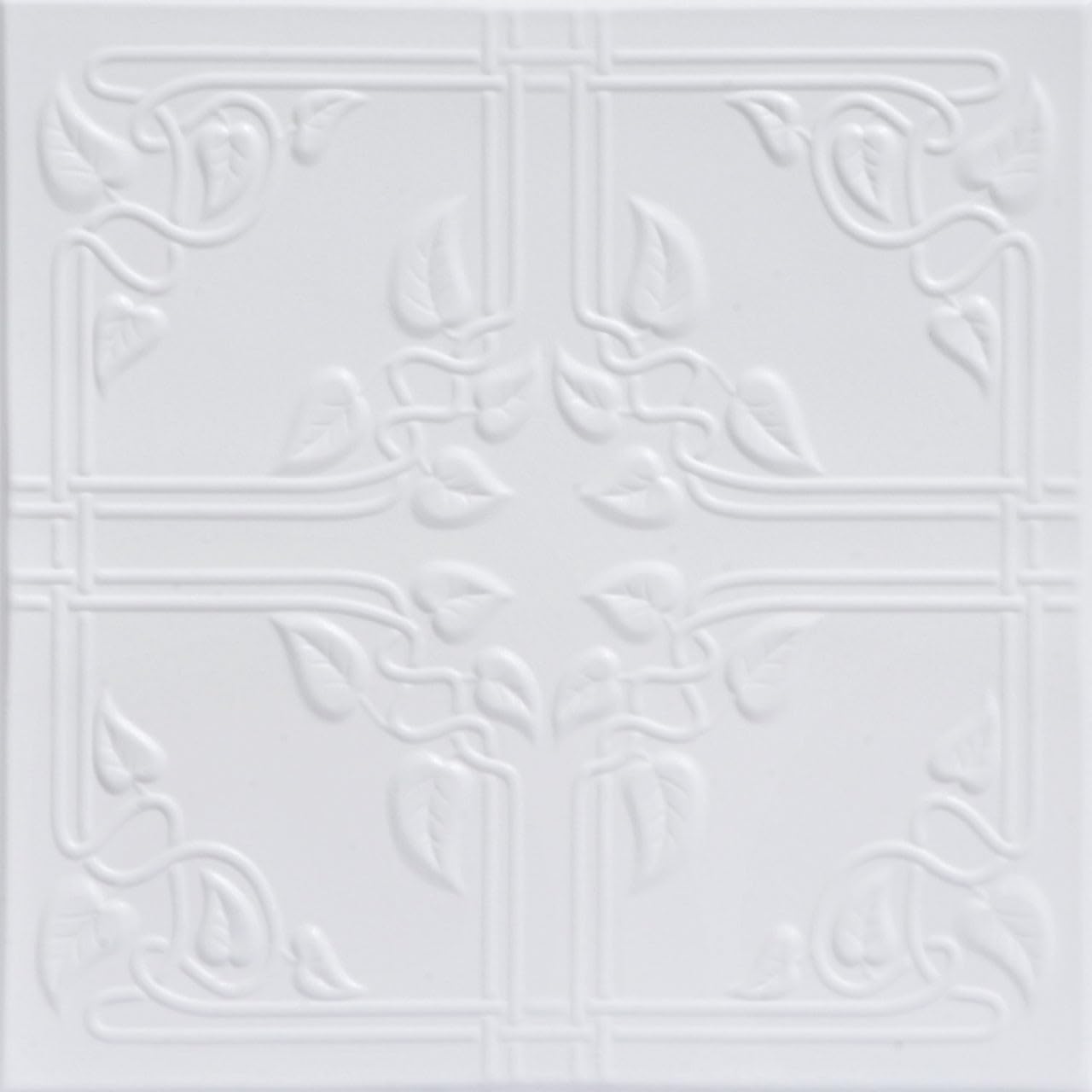 À LA MAISON CEILINGSA R37 Ivy Leaves Foam Glue-up Ceiling Tile (128 sq. ft./Case) Pack of 48, Ultra Pure White - Satin (Behr)
