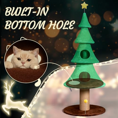 Árbol para gatos tipo árbol de Navidad 59 in verde miniatura 4