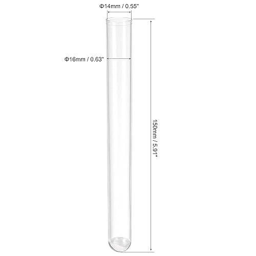 Miniatura 2 de uxcell 20 tubos de ensayo de plástico PS con tapones de corcho, base redonda, 0.630 x 5.906in, contenedor de almacenamiento para experimentos