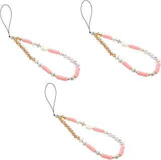 UKCOCO 3 Peças De Tiras Para Celular Cordão De Pérola Cordão Branco Saia Rosa Cordão Branco Cordão De Celular Cordão De Telefone Celular Cordão De Telefone Charme Cabo De Telefone