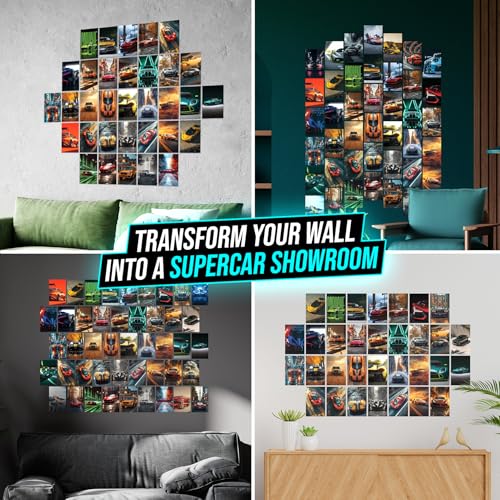 Image of Car Posters Gift Set of 54 (4 x 6 Inch) | | Vintage & Modern Car Wall Art Prints for Bedroom, Living Room, Office & Dorm Decoration