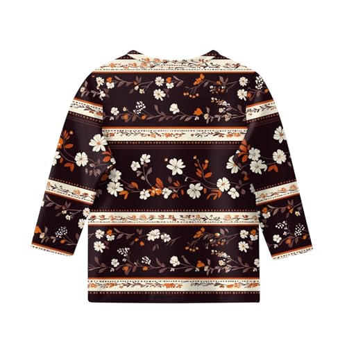 Teenage Girl Clothes Summer 3/4 Length Sleeve Crew Neck T Shirts Pullover Blouses Cute Three Quarter Length Tops2